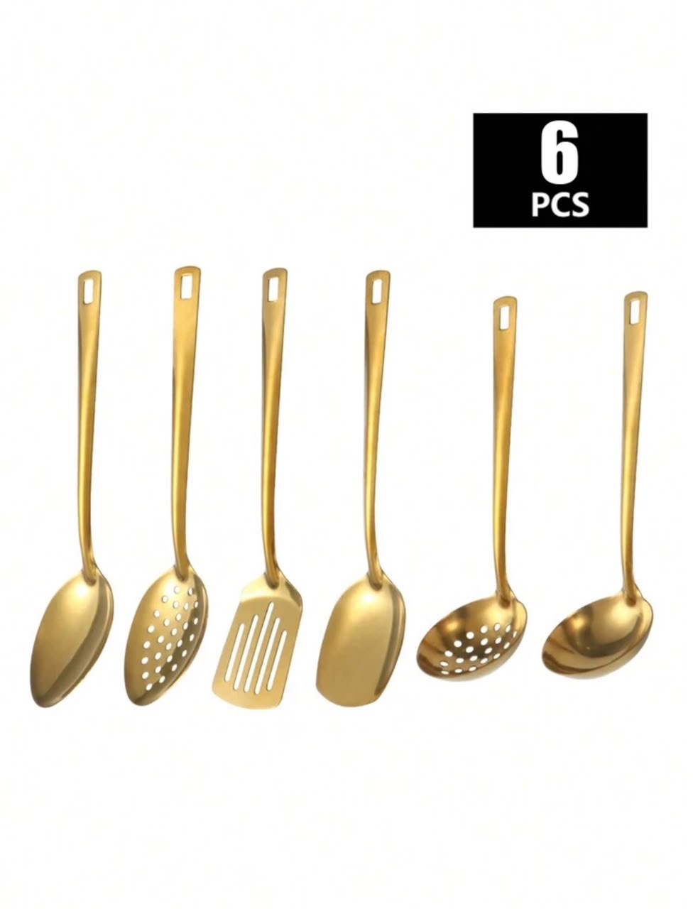 Set de 6  Ustensiles de Cuisine Dorés