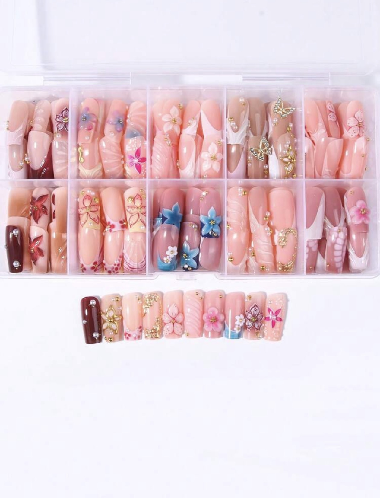 Faux Ongles Fantaisie Décorés - 10 pièces